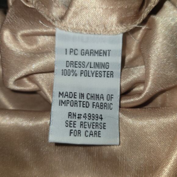 R & M Richards Womens Size 6 Beige Prom Dress Black Lace Overlay Glitter Formal - Picture 13 of 14